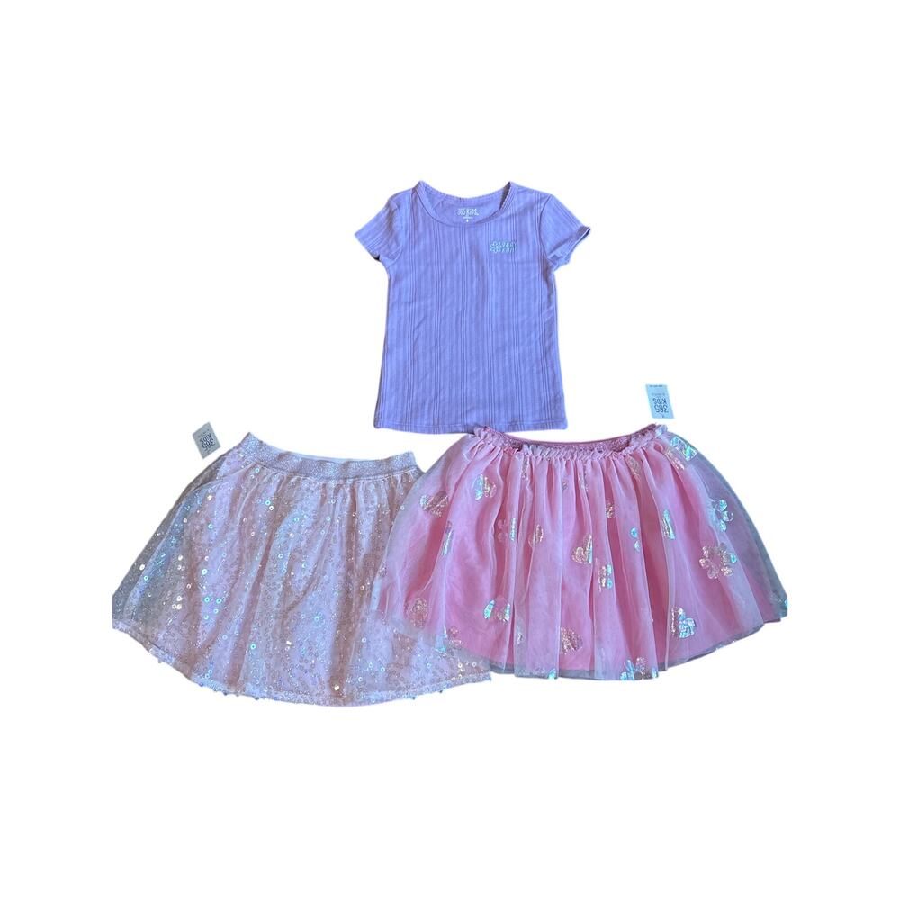 Girls Small 6/7 Lot of 3 Items NWT Pink, Purple, Embroidered Shirt & Skirts